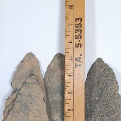 LOT 301: Pre Columbian-Style Polished Stone Chisel, Large Arrowheads & Bronze Metal Bookends