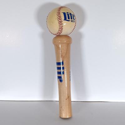 LOT 302: Vintage Beer Tap Handles - Wood Miller Lite Baseball Handle, Acrylic Miller Lite Packers Handle & More