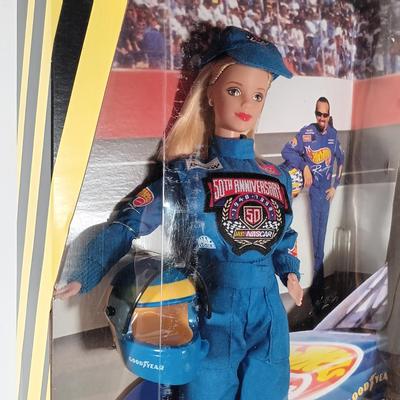 LOT 303: Barbie 1999 Nascar McDonald's Official #94 with (2) 50th Anniversary 1998 Barbies