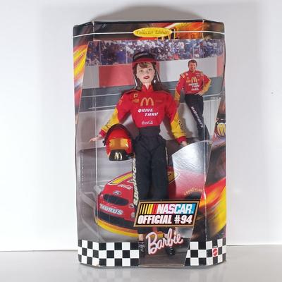 LOT 303: Barbie 1999 Nascar McDonald's Official #94 with (2) 50th Anniversary 1998 Barbies