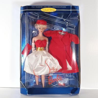 LOT 304: Barbie 1995 Dress Up Game with (2) Silken Flame 1997 Reproduction Barbies & Barbie 1991 Mermaid