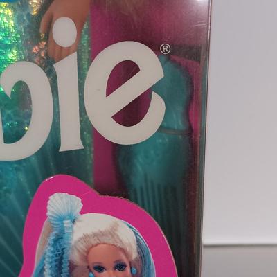 LOT 304: Barbie 1995 Dress Up Game with (2) Silken Flame 1997 Reproduction Barbies & Barbie 1991 Mermaid