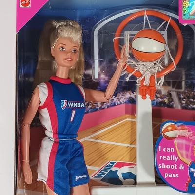 LOT 307: WNBA 1998 Rebecca Lobo Kira and Blonde Barbie with (2) Nascar 50th Anniversary 1998 Barbies