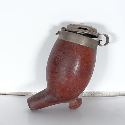 LOT 308: Civil War-Style Clay Pipe, Lidded Wooden Pipe Bowl, White Clay Pipe & Vintage Tobacco Tins
