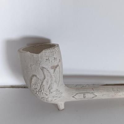LOT 308: Civil War-Style Clay Pipe, Lidded Wooden Pipe Bowl, White Clay Pipe & Vintage Tobacco Tins