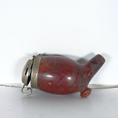 LOT 308: Civil War-Style Clay Pipe, Lidded Wooden Pipe Bowl, White Clay Pipe & Vintage Tobacco Tins