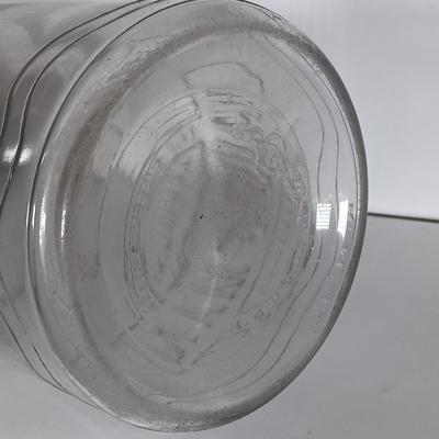 LOT 310: Huffman Glass Oil Bottle with The Master Mfg Co Metal Spout & Duraglass Glass Oil Bottle with Unmarked Metal Spout