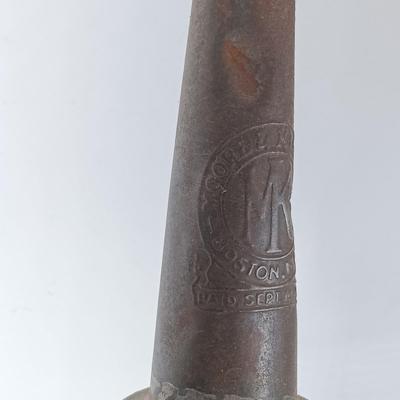 LOT 311: Set of (2) Duraglass Glass Oil Bottles with Moore and Kling Metal Spout & Dover Metal Spout