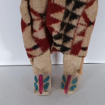 LOT 313: Carved Wood Indigenous Mask Art, Skookum Doll & Faux Marble Bill O'Neill Etched Art 1981