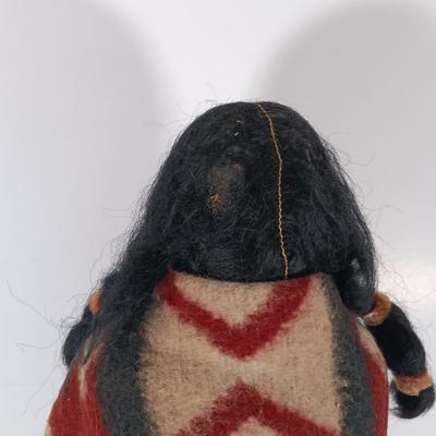 LOT 313: Carved Wood Indigenous Mask Art, Skookum Doll & Faux Marble Bill O'Neill Etched Art 1981