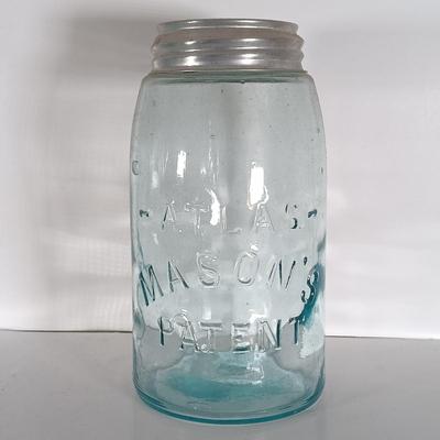 LOT 315: Collection of Blue Glass Canning Jars - Telephone Jar, Atlas, Millville Fruit Jar & More