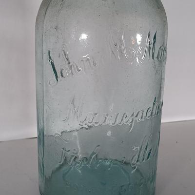 LOT 315: Collection of Blue Glass Canning Jars - Telephone Jar, Atlas, Millville Fruit Jar & More