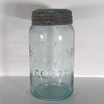 LOT 315: Collection of Blue Glass Canning Jars - Telephone Jar, Atlas, Millville Fruit Jar & More