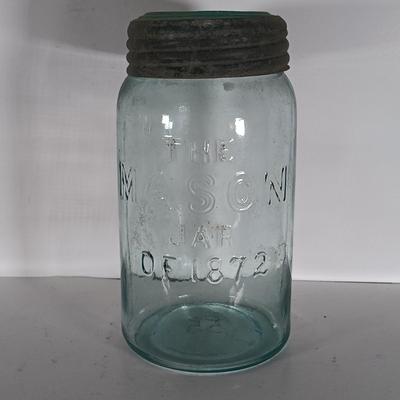 LOT 315: Collection of Blue Glass Canning Jars - Telephone Jar, Atlas, Millville Fruit Jar & More