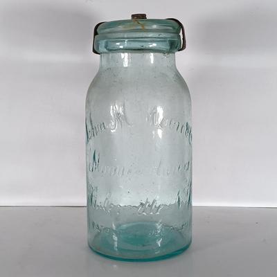 LOT 315: Collection of Blue Glass Canning Jars - Telephone Jar, Atlas, Millville Fruit Jar & More