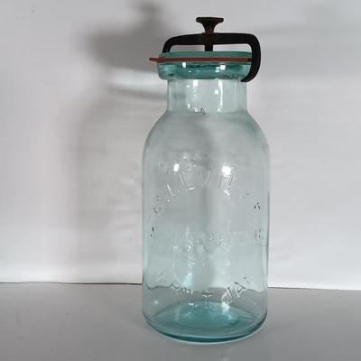 LOT 315: Collection of Blue Glass Canning Jars - Telephone Jar, Atlas, Millville Fruit Jar & More