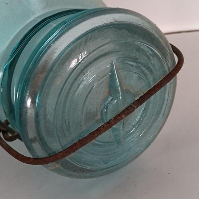 LOT 315: Collection of Blue Glass Canning Jars - Telephone Jar, Atlas, Millville Fruit Jar & More