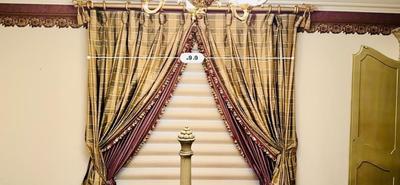Decor - Custom Drapes - Silk Plaid Taupe & Plum with tassel trim - Drapes only