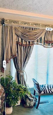 Drapes and Valance - Silk Aqua Turquoise Silk with Tassels Drapes and Valance only