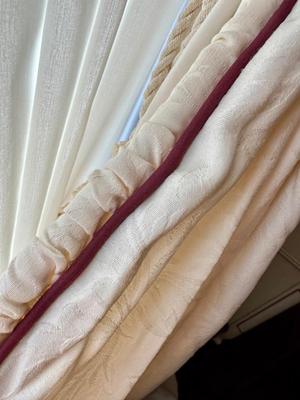 Drapes - Custom Silk Cream 4 rod pocket panels w/ rouched tops - Drapes only - Sheers not included