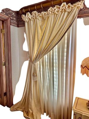 Drapes - Custom Silk Cream 4 rod pocket panels w/ rouched tops - Drapes only - Sheers not included