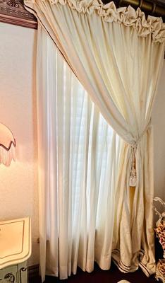 Drapes - Custom Silk Cream 4 rod pocket panels w/ rouched tops - Drapes only - Sheers not included