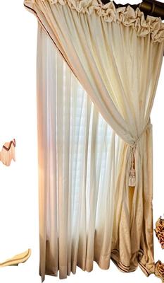 Drapes - Custom Silk Cream 4 rod pocket panels w/ rouched tops - Drapes only - Sheers not included
