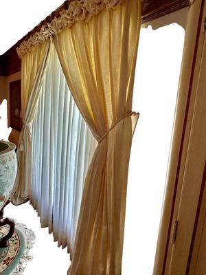 Drapes - Custom Silk Cream 4 rod pocket panels w/ rouched tops - Drapes only - Sheers not included
