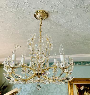 Decor - Piano Room Crystal Chandelier - Apx 24" Diameter - Opening bid includes replacement fixture -