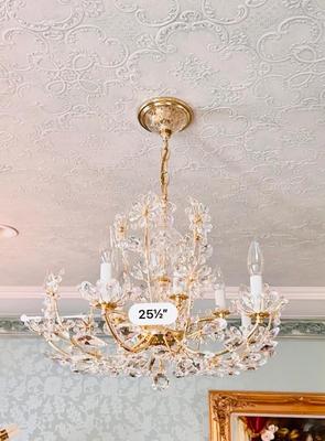 Decor - Piano Room Crystal Chandelier - Apx 24" Diameter - Opening bid includes replacement fixture -