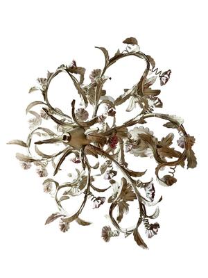 Decor - Italian Chandelier w/ pink floral - Opening bid includes replacement fixture