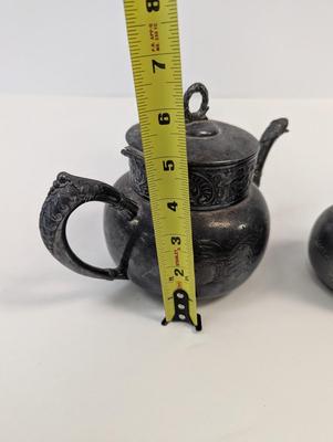 Benedict Quadruple Silverplate Teapot Ornate Floral - 1 Piece Has Another Marking