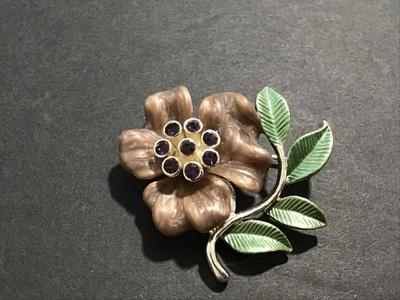 Enamel Rhinestone Brooch