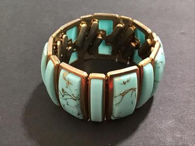 Turquoise Tone Gold Splash Vintage Expansion Bracelet