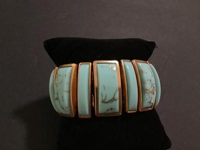 Turquoise Tone Gold Splash Vintage Expansion Bracelet