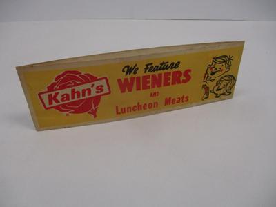 Kahn's We Feature Hickory Smoked Hams & Bacon Feature Wieners & Luncheon Meats Vintage Paper Hat