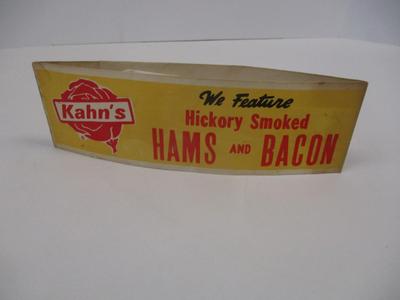 Kahn's We Feature Hickory Smoked Hams & Bacon Feature Wieners & Luncheon Meats Vintage Paper Hat