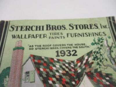 Antique 1931 Sterchi Bros. Store Catalog, Wallpaper Samples, Tires Paints & Furnishings 1932