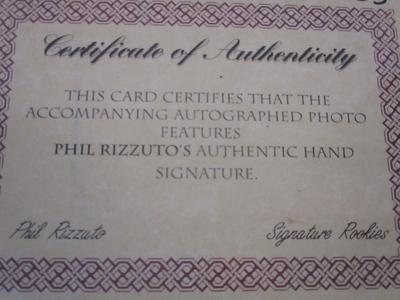 Phil Rizzuto Autographed 8 x 10 Photo With COA