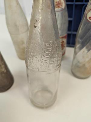 Vintage Pepsi & Coke Cola Bottles & Pepsi Crate