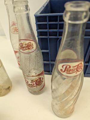 Vintage Pepsi & Coke Cola Bottles & Pepsi Crate