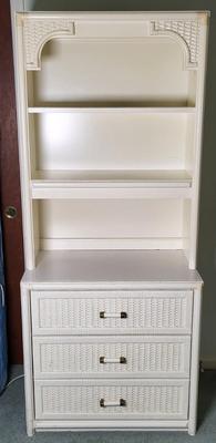 LOT 5B: Bassett Three Drawer Dresser with Top Shelving Unit