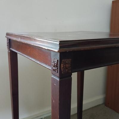 LOT 25L: MCM Table Lamp, Georgian-Style Side Table, Wood Rocking Chair & Candles