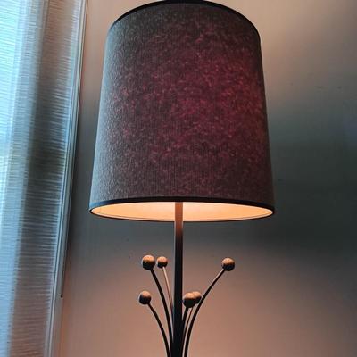 LOT 25L: MCM Table Lamp, Georgian-Style Side Table, Wood Rocking Chair & Candles