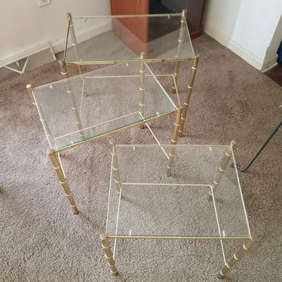 LOT 28L: Faux Bamboo Brass Nesting Tables