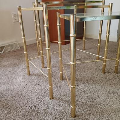 LOT 28L: Faux Bamboo Brass Nesting Tables