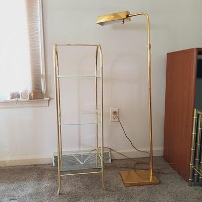LOT 29L: MCM Swing Arm Pharmacy Lamp with 3-Tier Metal and Glass Shelf