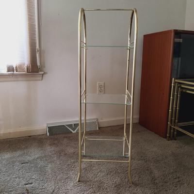 LOT 29L: MCM Swing Arm Pharmacy Lamp with 3-Tier Metal and Glass Shelf