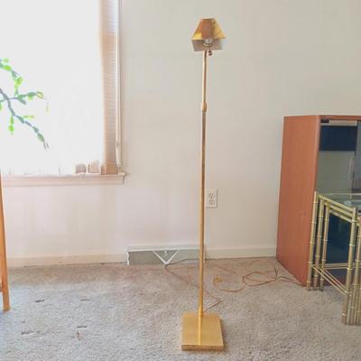 LOT 29L: MCM Swing Arm Pharmacy Lamp with 3-Tier Metal and Glass Shelf