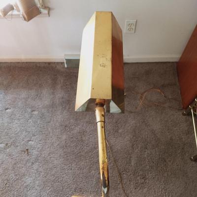 LOT 29L: MCM Swing Arm Pharmacy Lamp with 3-Tier Metal and Glass Shelf